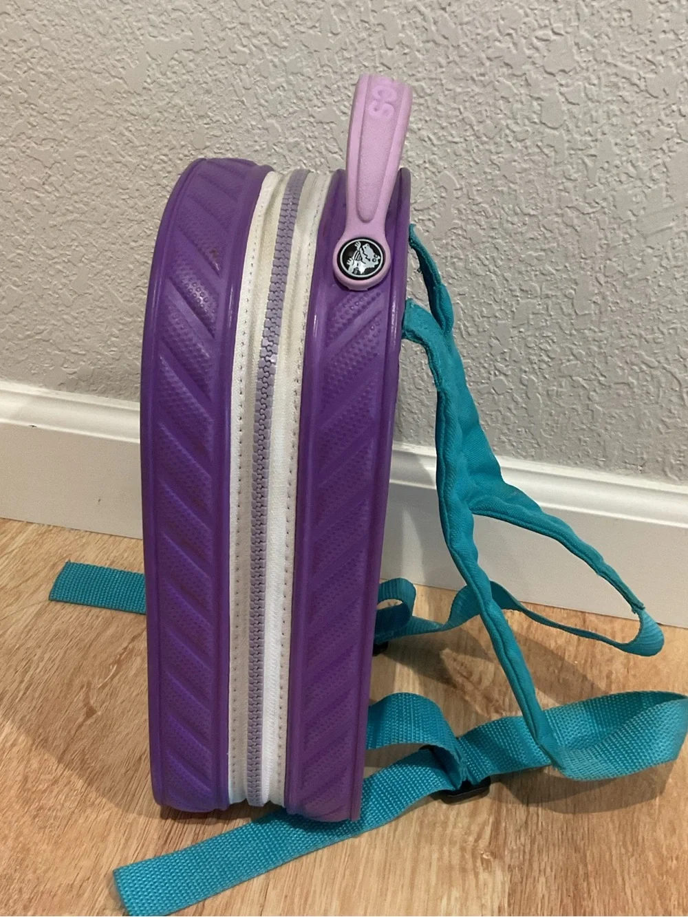 Crocs durable Backpack purple with Teal adjustable Straps zipper closure school